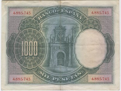 1 Julio 1925. Banco de España. Madrid 1000 Ptas