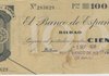 1 Septiembre 1936. Banco de España. Bilbao 100 Ptas