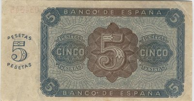 10 Agosto 1938. Banco de España. Burgos. 5 Pesetas